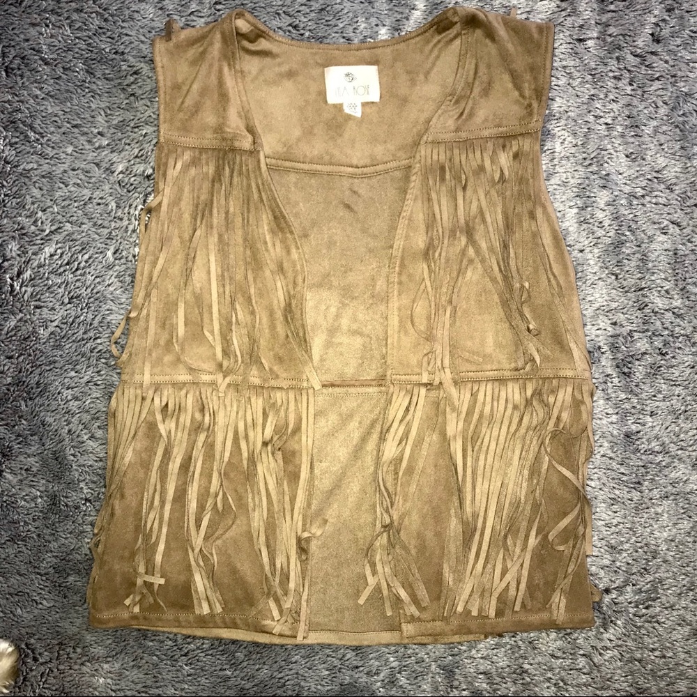 Lila Rose fringed brown vest